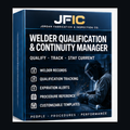 Welder Qualification and Continuity Manager digital workbook cover by Jordan Fabrication & Inspection Co.